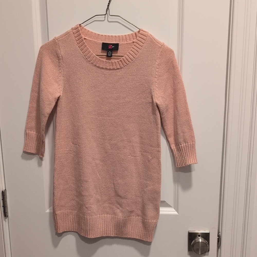 IZ Byer Girls Pink Shimmer Sweater Dress Size 10-12